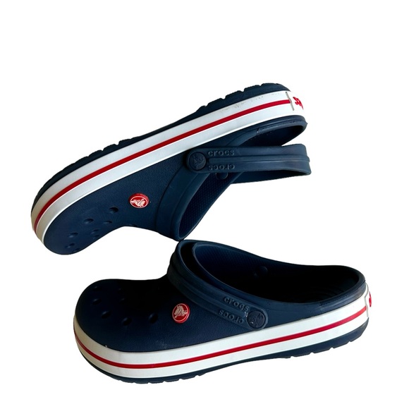 CROCS Crocband Il Clogs Navy white blue Mens Size 9‎ Women Size 11 Clogs EUC - Picture 2 of 7